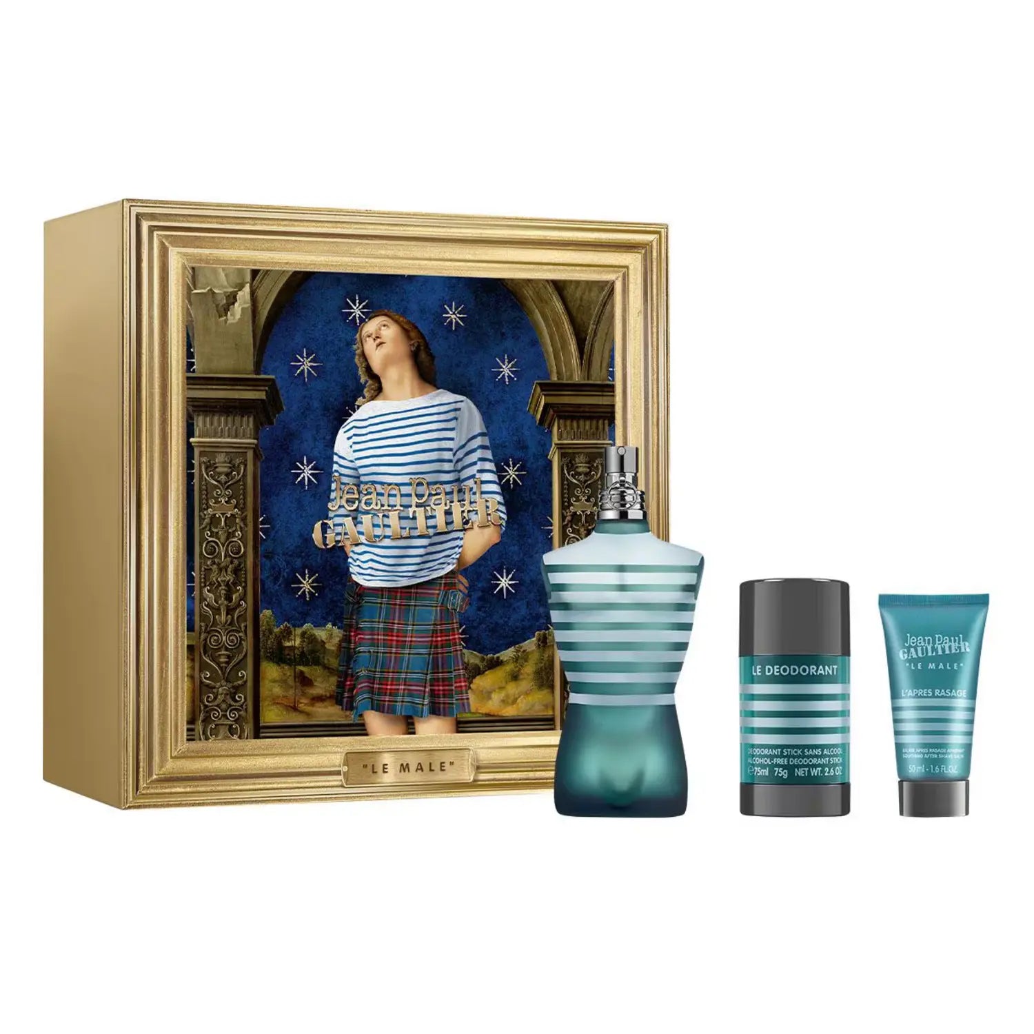 Le Male 3 pc Gift Set by Jean Paul Gaultier 4.2 oz EDT Spray for Men