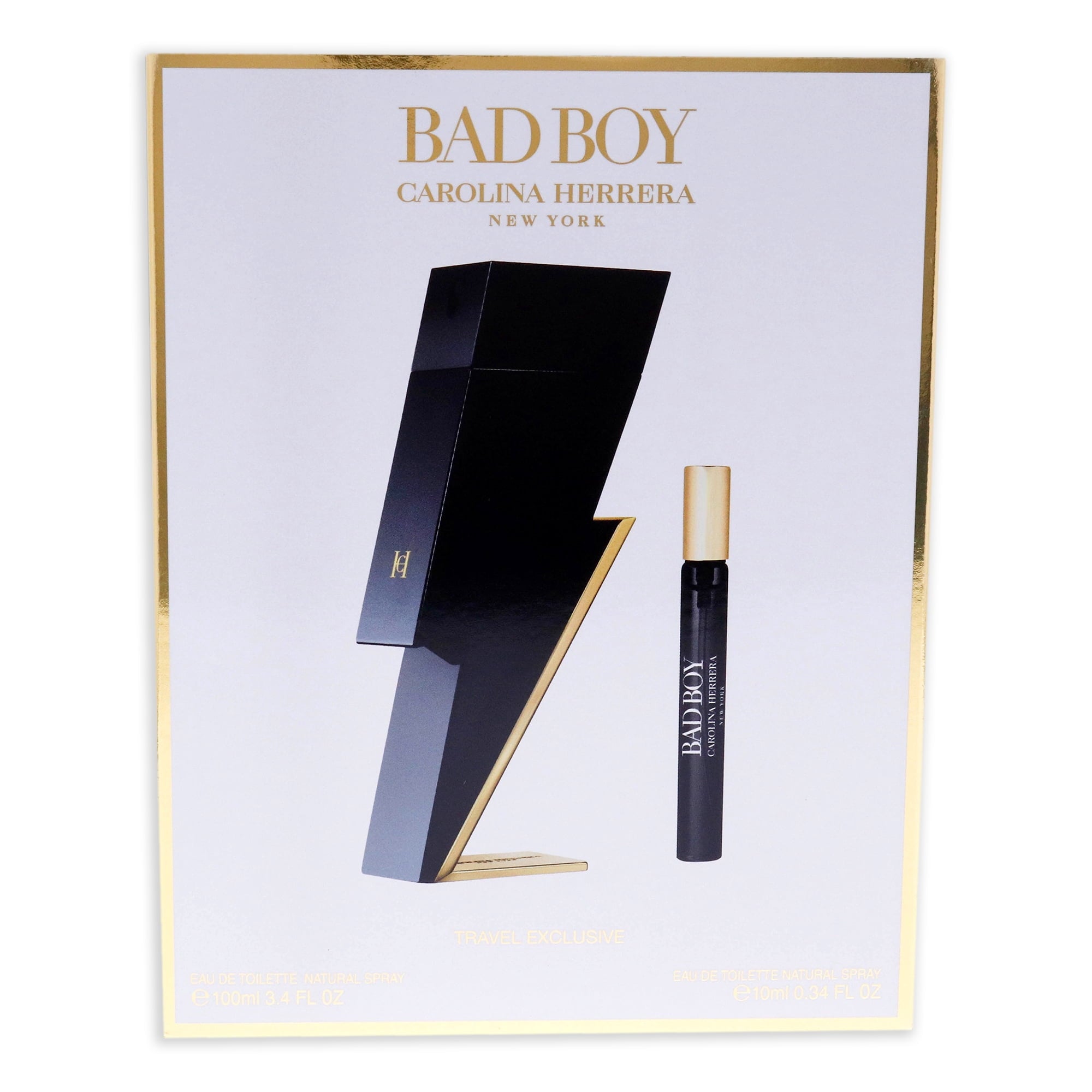 Bad Boy 2 pc Gift Set by Carolina Herrera 3.4 oz EDT Spray for Men